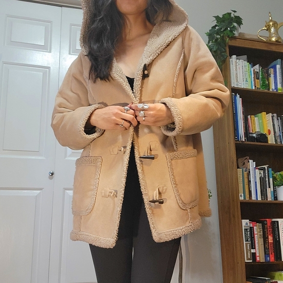 90s LL Bean Tan Sherpa Lined Jacket - Picture 10 of 11